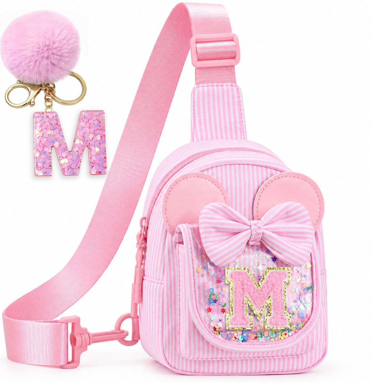 Girls Birthday Gifts for Kids - Initial Pink Small Sling Bags for Girl Fanny Pack Belt Bag for Crossbody Bags Purse for Kids Little Girl Gifts Pink A