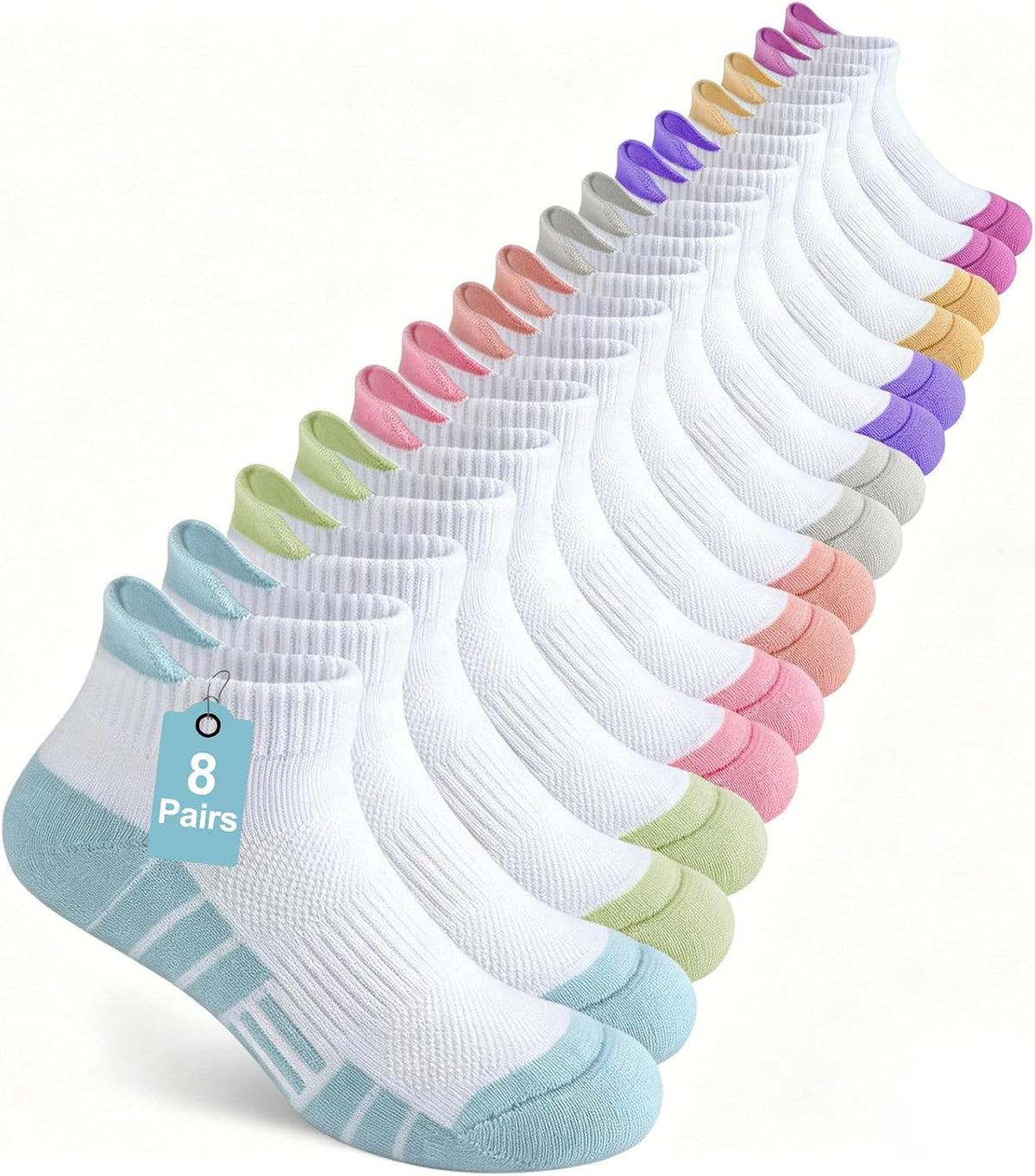 Ankle Socks for Kids Boys Girls Athletic 8 Pairs 4-12 Years Old