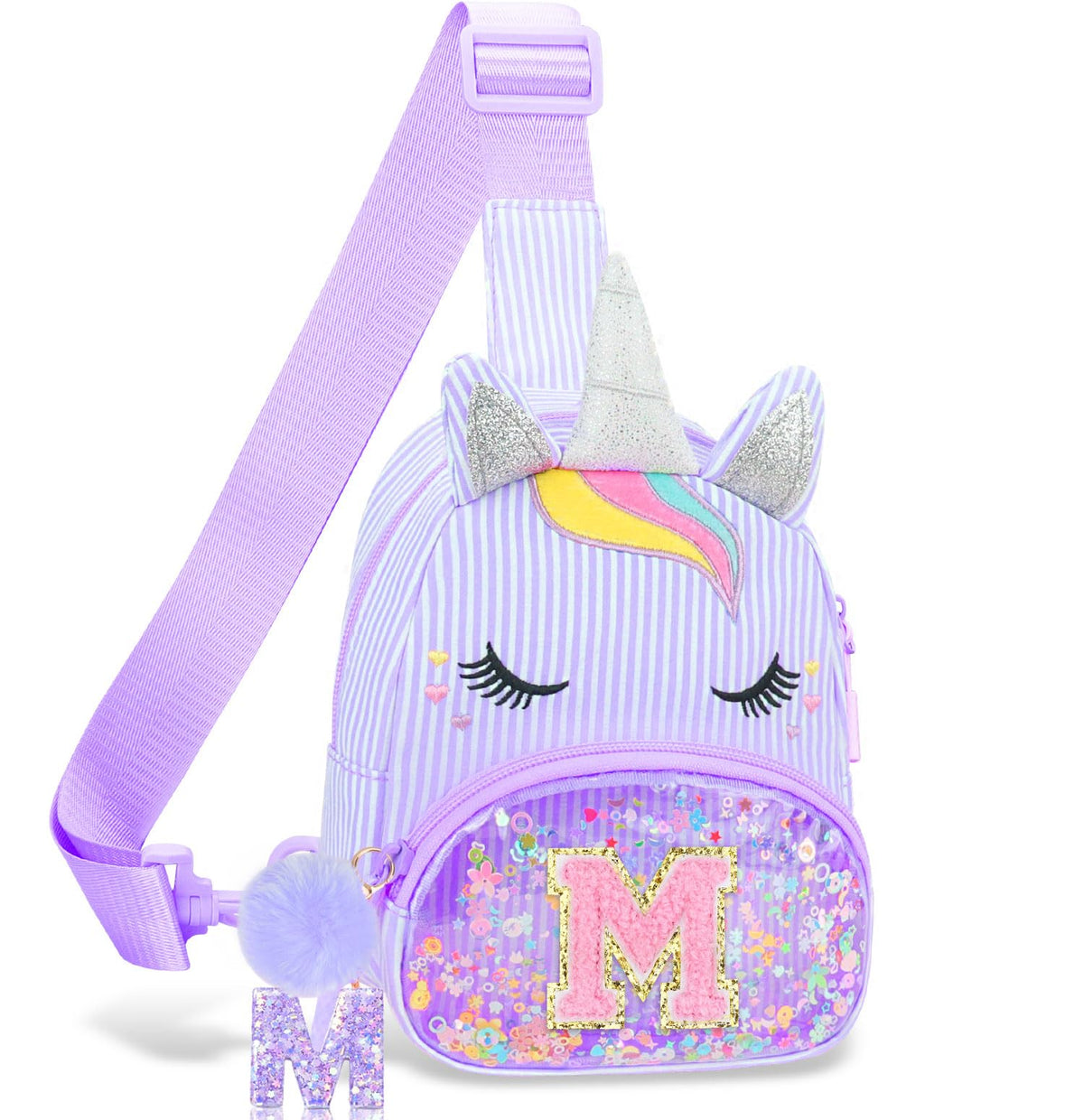 Girls Birthday Gifts for Kids - Initial Pink Small Sling Bags for Girl Fanny Pack Belt Bag for Crossbody Bags Purse for Kids Little Girl Gifts Pink A