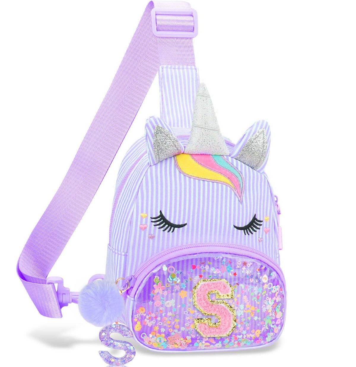 Girls Birthday Gifts for Kids - Initial Pink Small Sling Bags for Girl Fanny Pack Belt Bag for Crossbody Bags Purse for Kids Little Girl Gifts Pink A