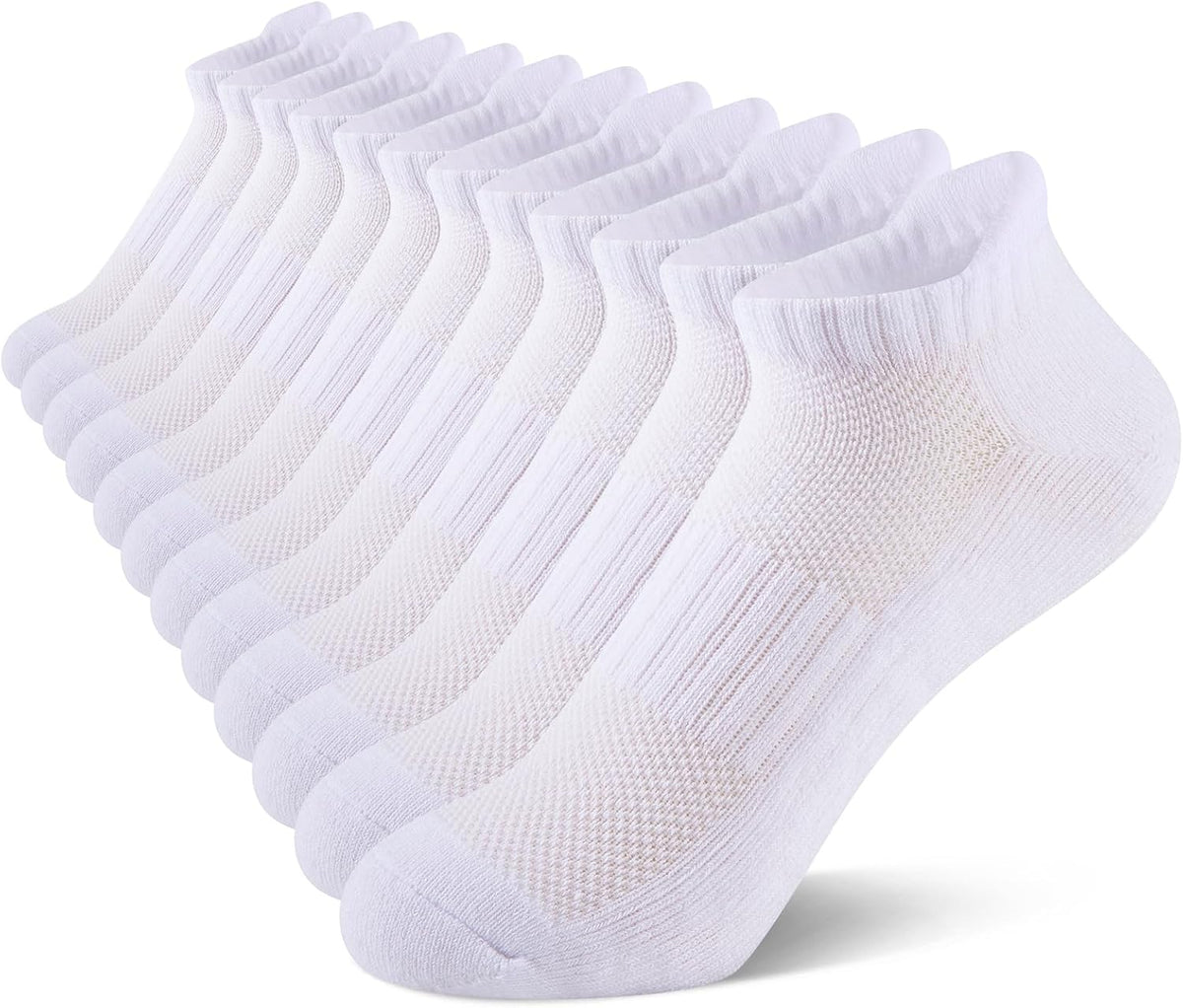 Comfoex 12 Pairs Boys Girls Socks Ankle Athletic Low Cut Short For Kids 4-7 7-10 Years Olds With Cushioned Sole