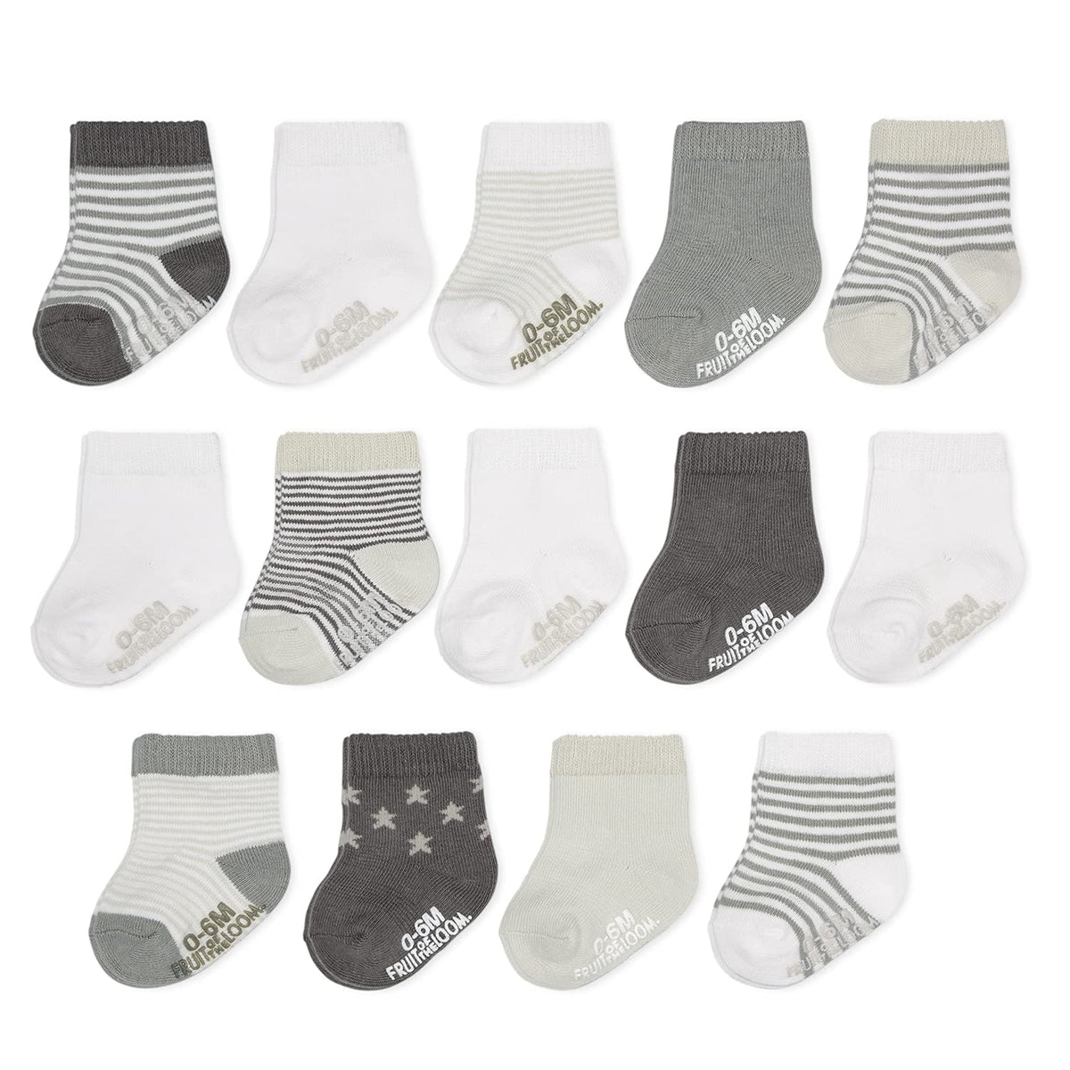 Fruit of the Loom Baby & Toddler Grow & Fit Flex Zones Cotton Stretch Socks - Unisex, Girls, Boys
