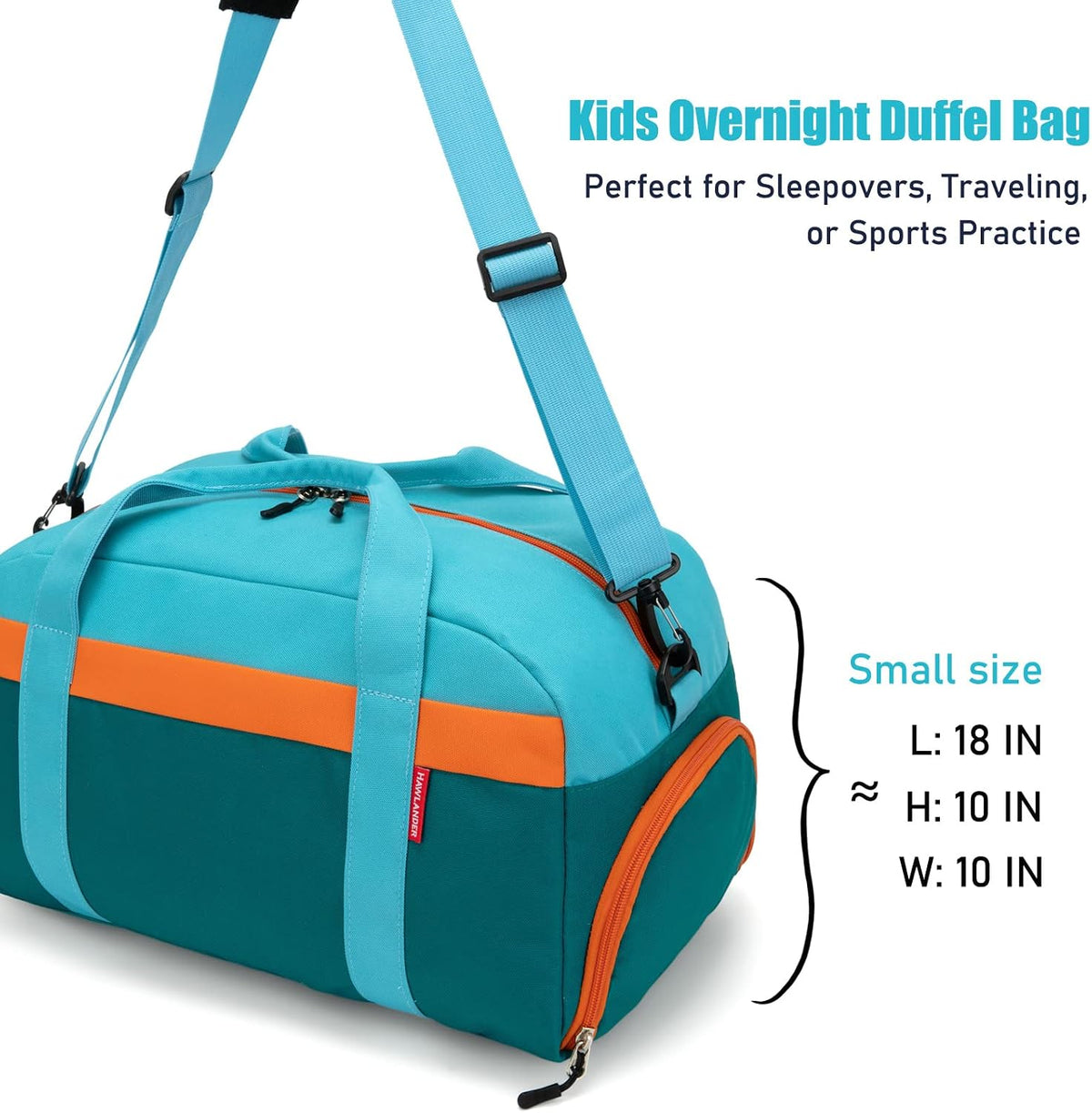 Small Kids Duffle Bag for Boys or Girls, 18" Length, Blue Green