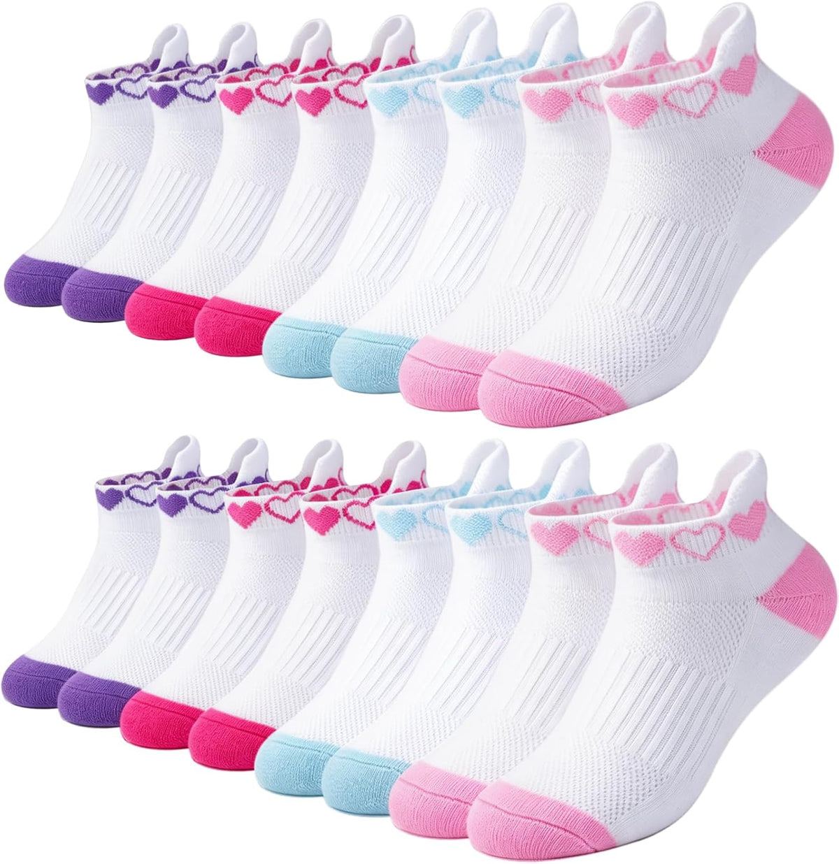floconssy Girls Socks Ankle Athletic Kids Socks for 4-6 6-8 8-10 Years Old