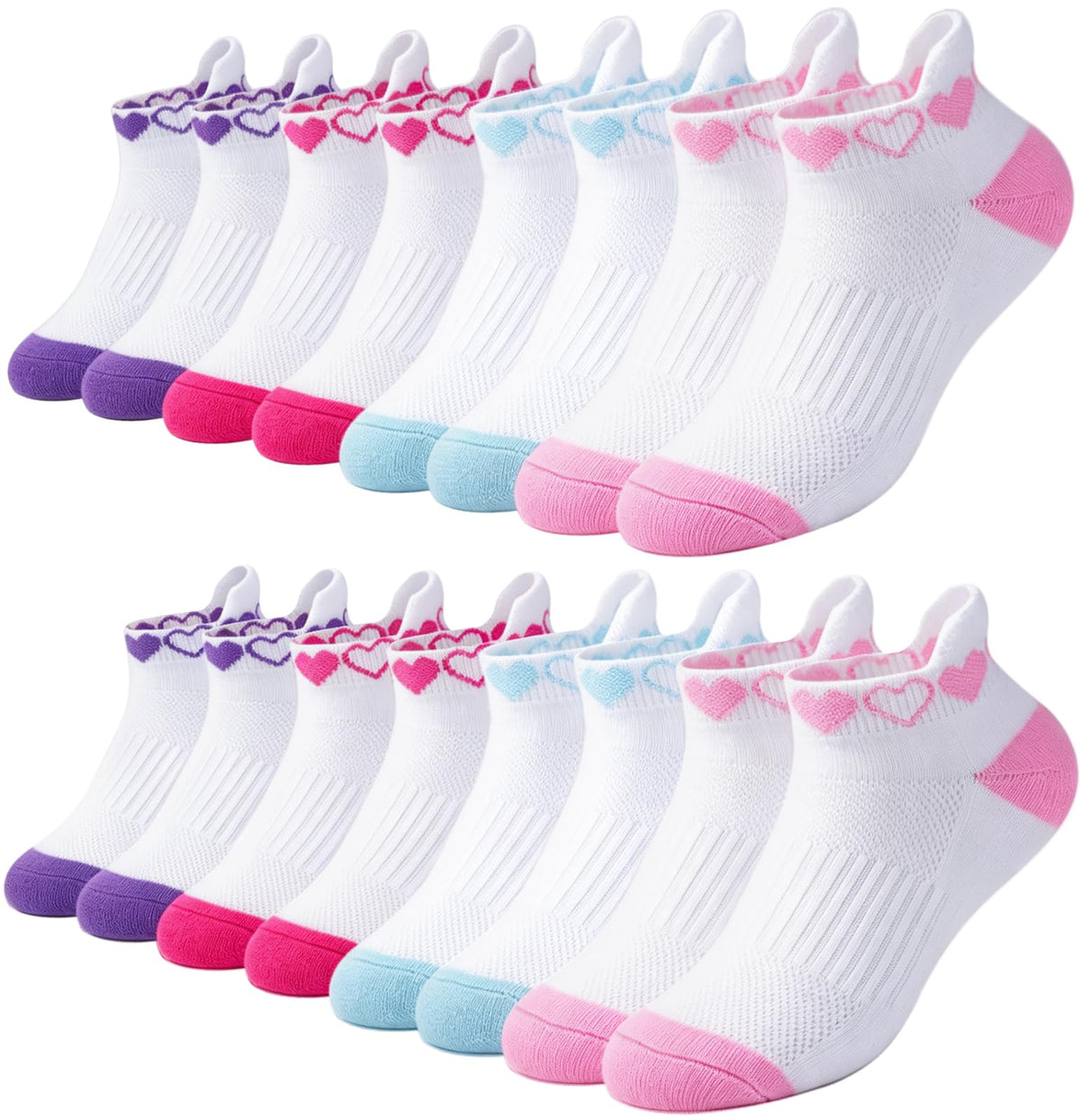 floconssy Girls Socks Ankle Athletic Kids Socks for 4-6 6-8 8-10 Years Old