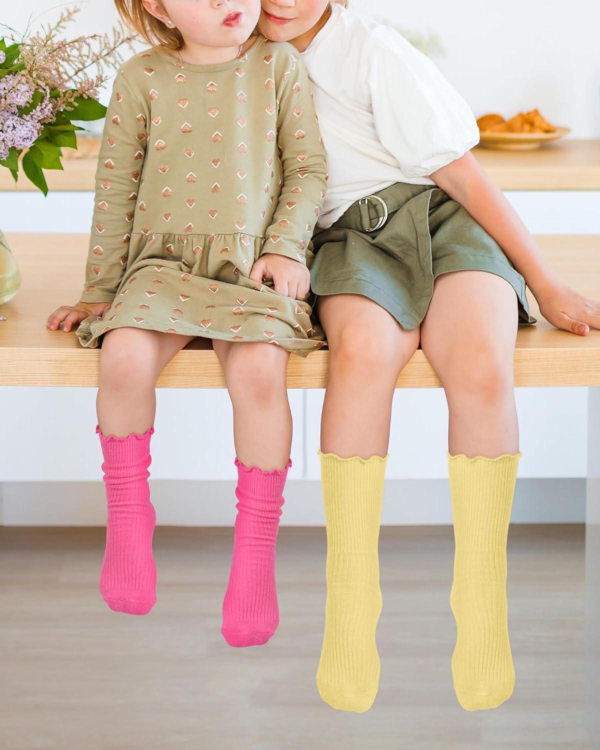 Witwot Ruffle Socks for Girls Kids Toddler Turn Cuff Dress School Uniform Sock