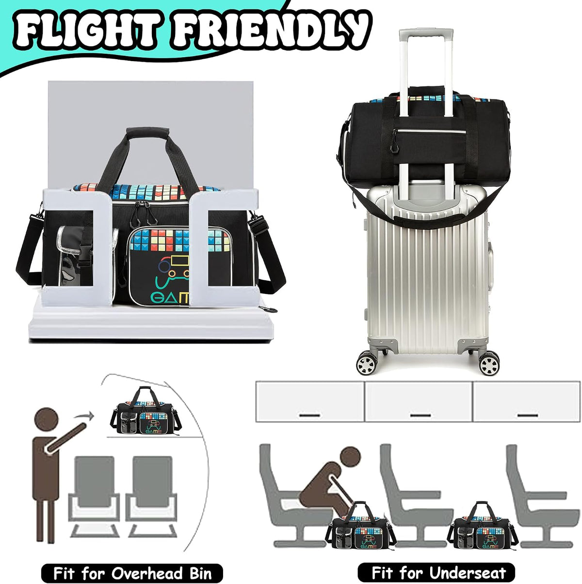Kids Duffle Bag Boys Overnight Bag for Kids Weekender Travel Bags for Boys Sports Gym Tennis Bags with Shoe Compartment