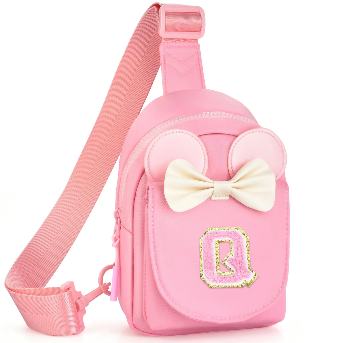 Girls Birthday Gifts for Kids - Initial Pink Small Sling Bags for Girl Fanny Pack Belt Bag for Crossbody Bags Purse for Kids Little Girl Gifts Pink A