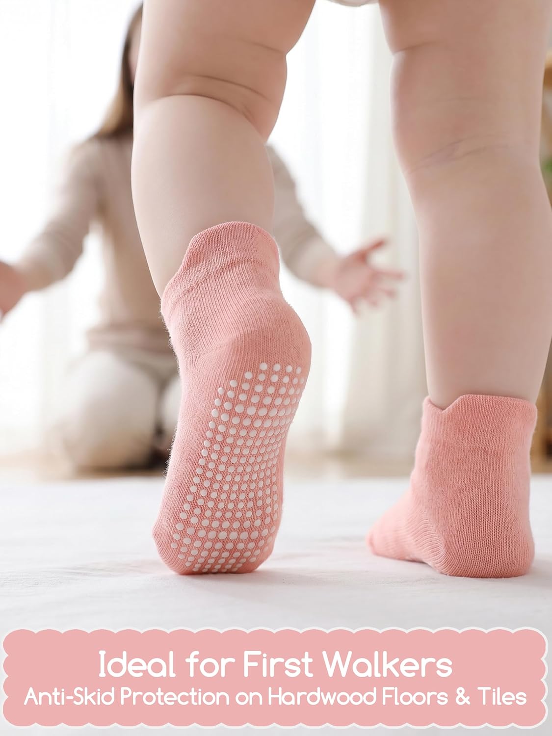 Aroveea Toddler Socks Non Slip Grip Baby Girls Kids Ankle Cute 12 Pack
