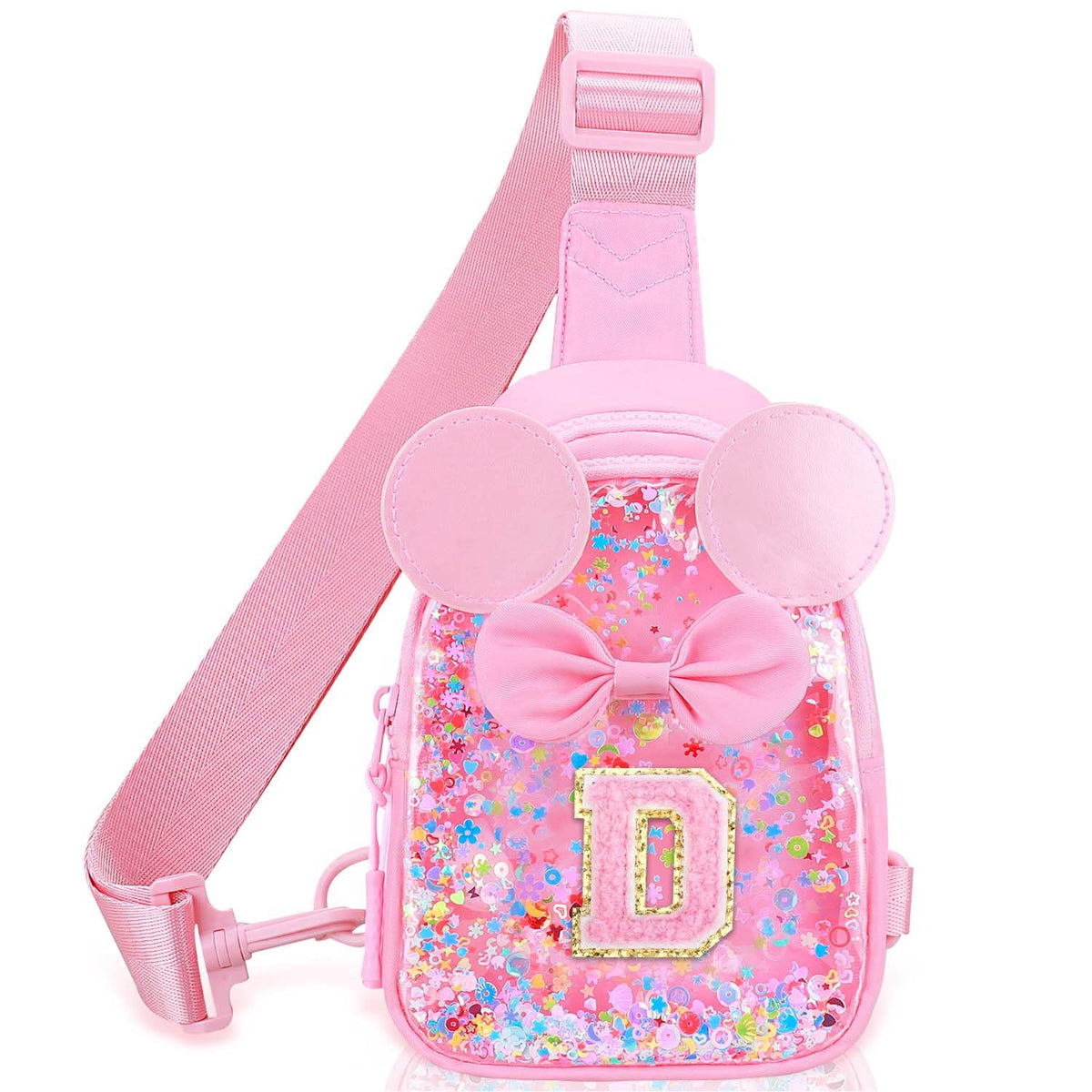 Initial Sling Bag for Girls - 3-7 Year Old Girl Birthday Gifts, Clear Letter Small Crossbody Bag Purses Toddler Kid Gifts Stuff Pink L