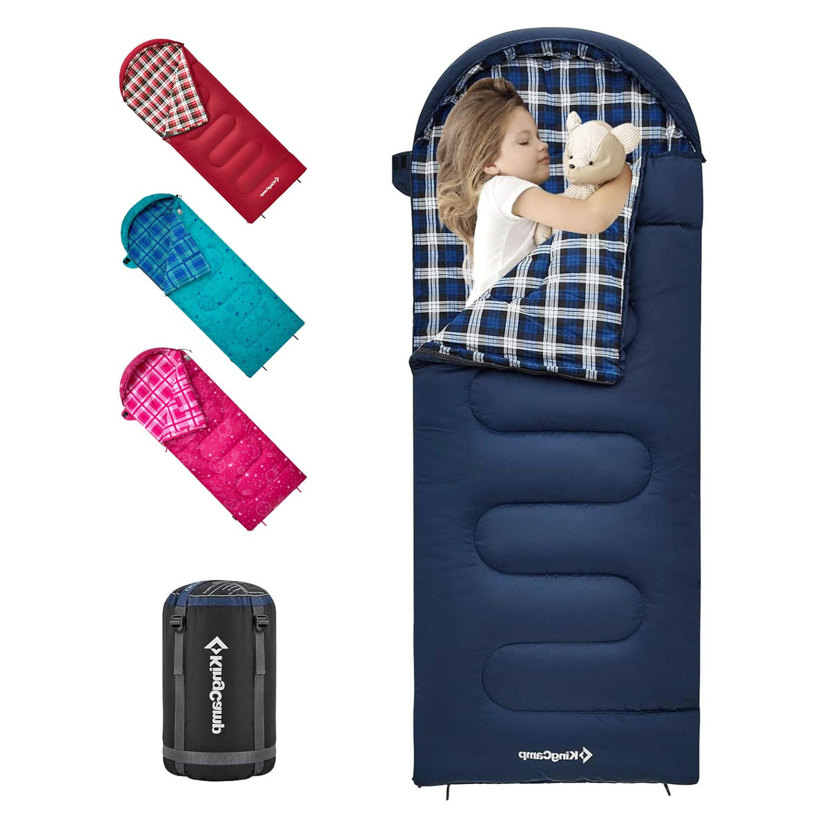 KingCamp 45°F Kids Sleeping Bag, 100% Flannel Sleeping Bag for 10-12 Child