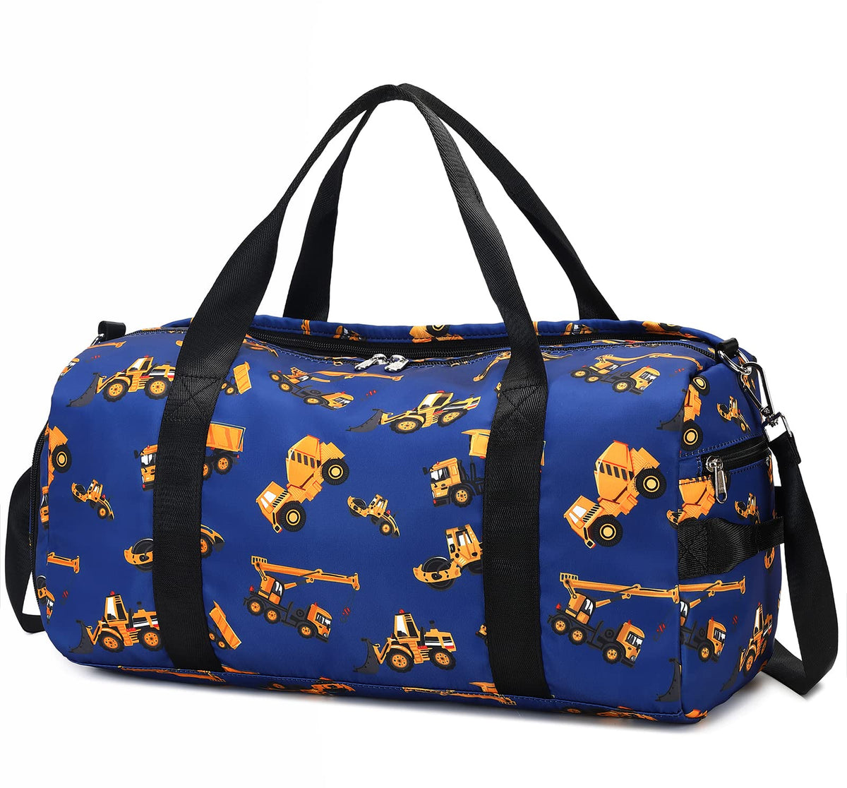 CAMTOP Kids Duffel Overnight Bag Boys Girls Toddler Weekender Carry-On Personalized Tote for Travel Gym Sport (A-Blue Dinosaur)