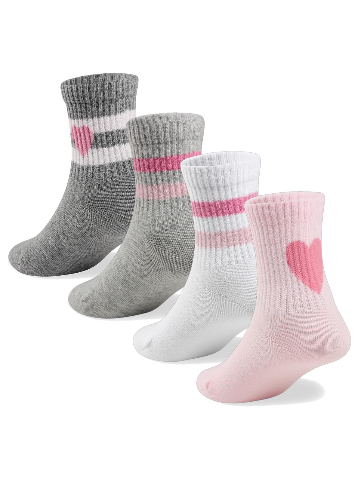 COTTON DAY Kids Girls Valentine's Day Socks with Hearts Stripes Strawberry