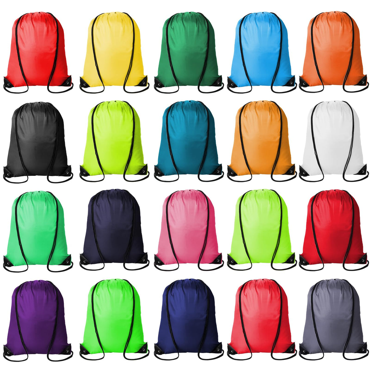 Kuhome 6Pcs Drawstring Backpacks Bulk String Bag Cinch Sack Pack Storage Knapsack Polyester Gift Bags Sports Drawstring Bags for Trip Gym Party Bags(6 Colors)