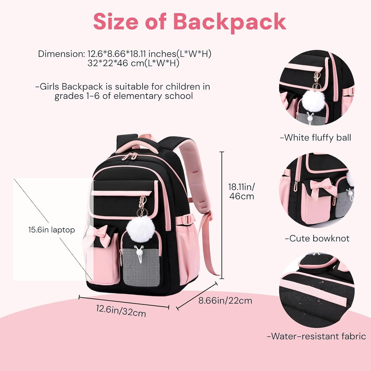 Girls Backpack School Bags Kids Elementary School Backpack for Girls Teens Cute Childrens Bookbags Casual Back Packs, Purple