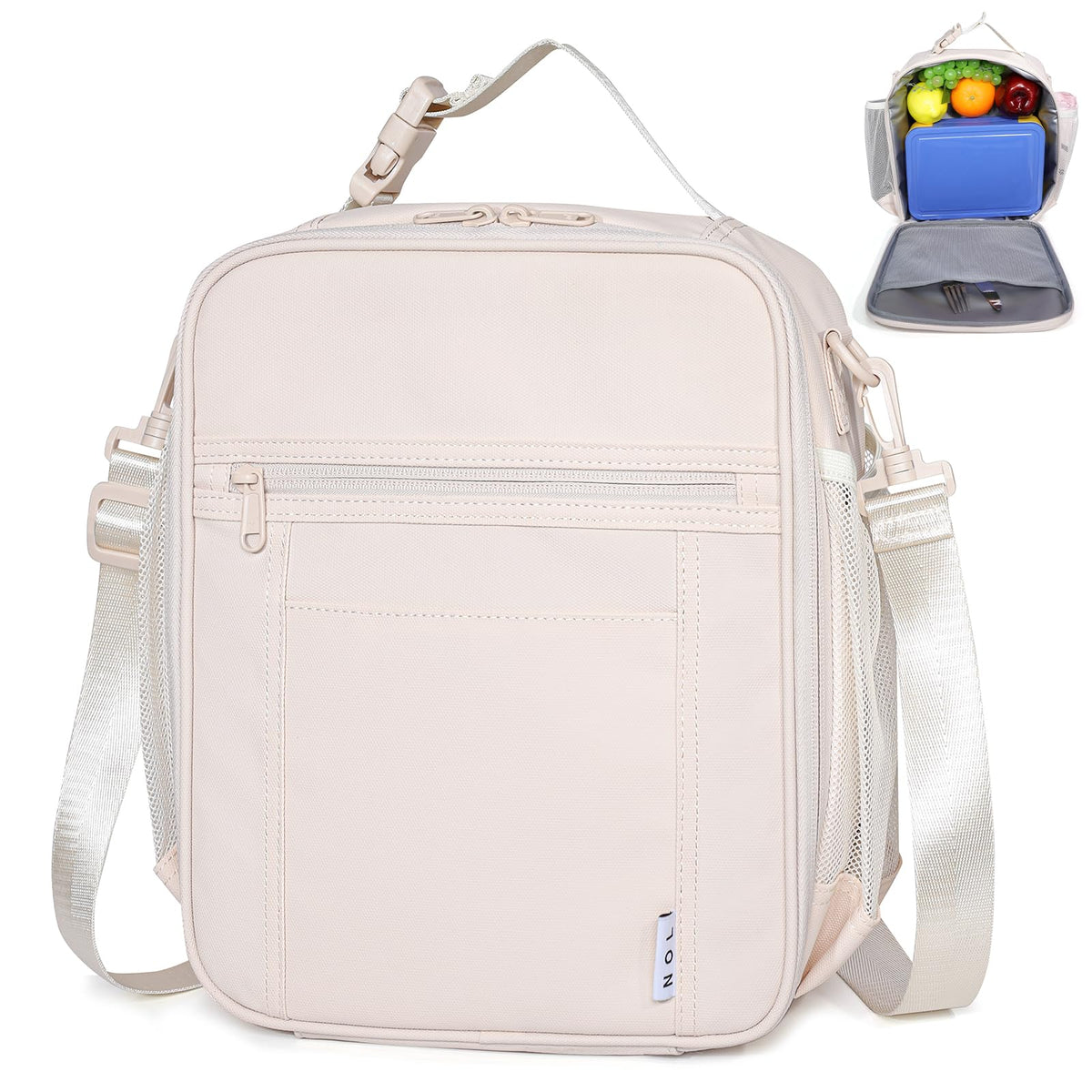 NOL Lunch Bag for Children Adult Insulated Lunch box Waterproof Cooler Reusable Zip Closure with Buckle Handle Holds for Snacks & Water Bottle School Work, Light blue