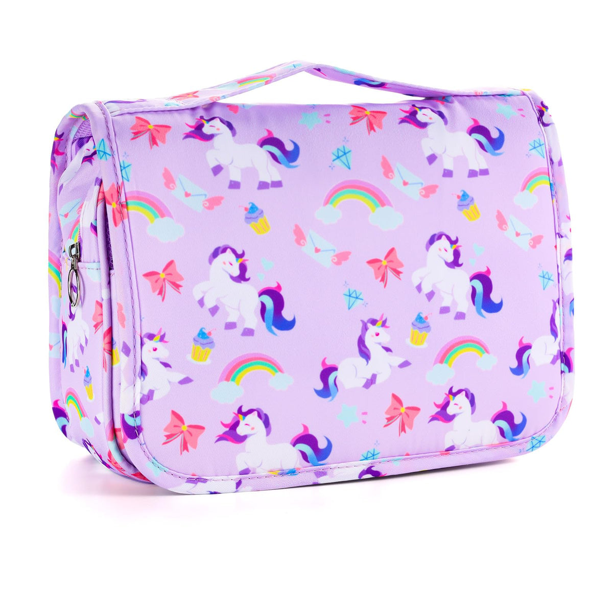 Kids Hanging Toiletry Bag for Girls, Travel Toiletry Bag for Little Young Girls Cosmetic Makeup Waterproof Wash Bag Toddler Traveling Toiletries, Unicorn Purple