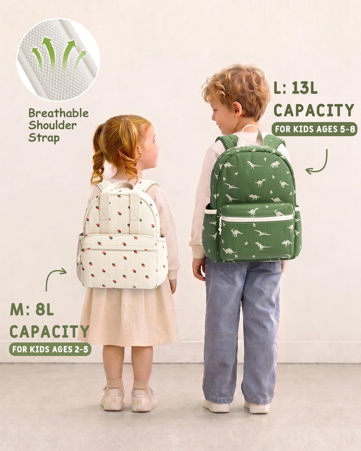 Corduroy Toddler Backpack for Preschool Boys Girls Ages 2-4