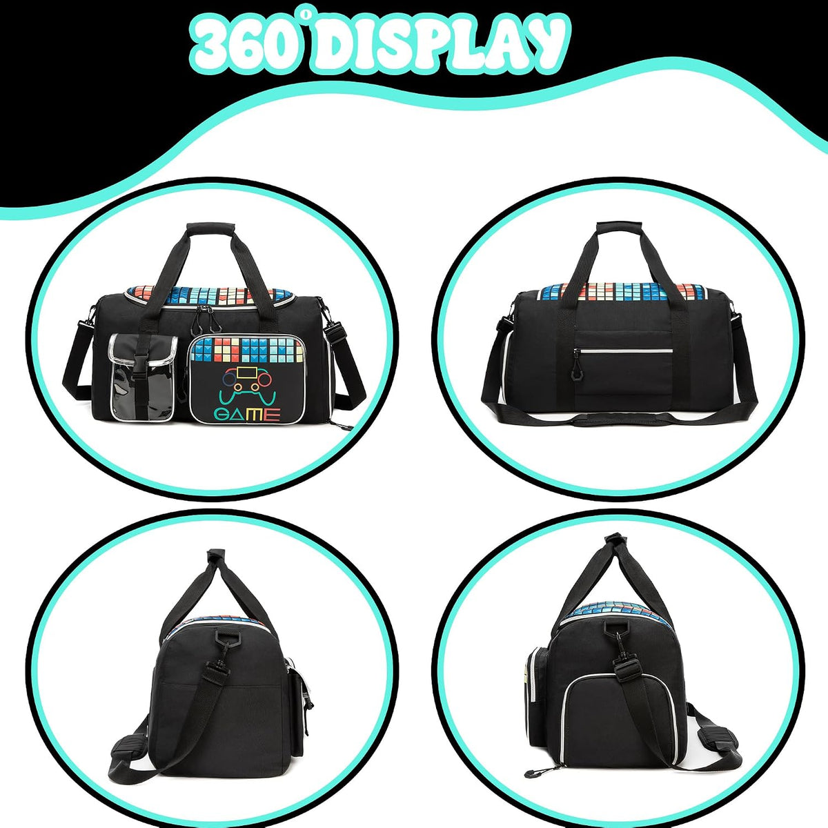 Kids Duffle Bag Boys Overnight Bag for Kids Weekender Travel Bags for Boys Sports Gym Tennis Bags with Shoe Compartment