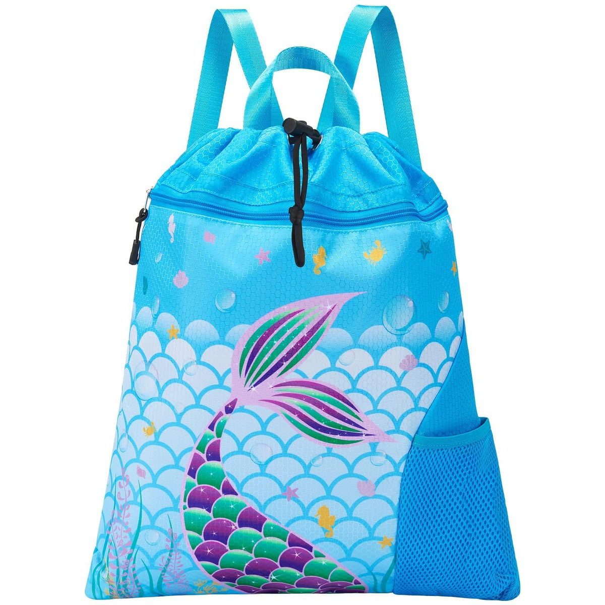 WAWSAM Gym Drawstring Backpack for Kids, Kids Drawstring Gym Cinch Bag with Bottle Pocket
