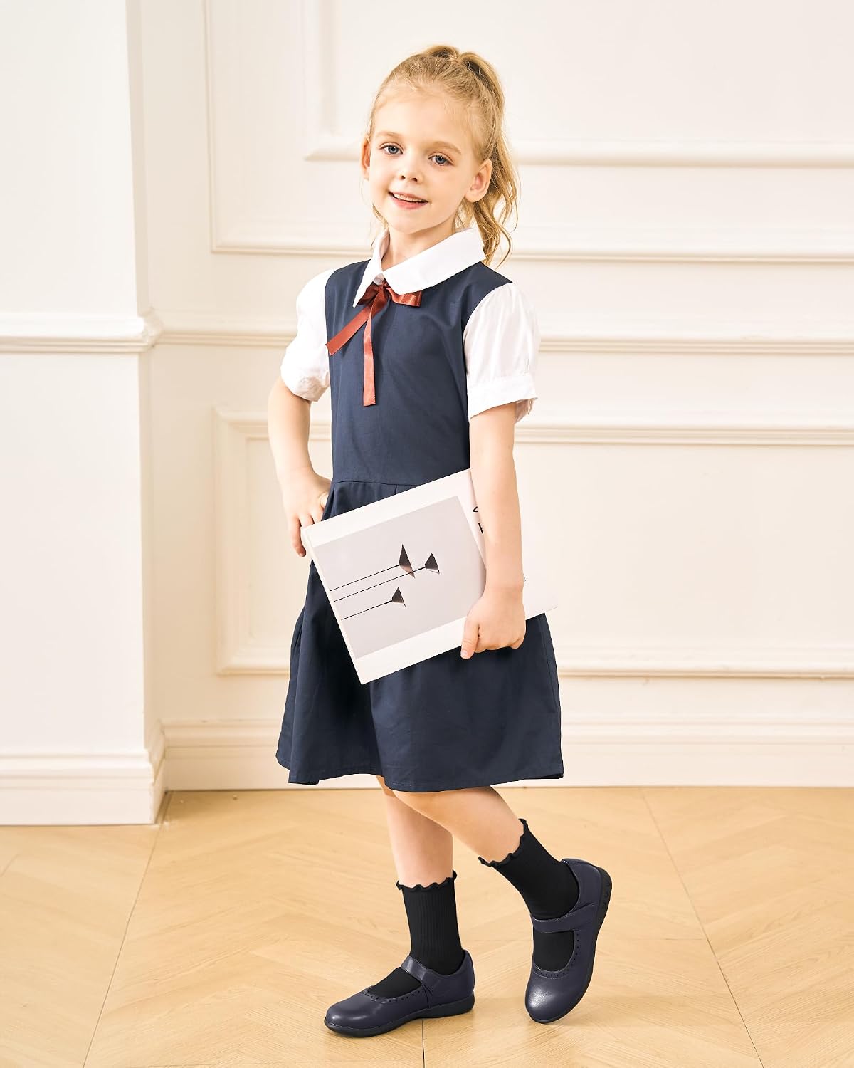 Stelle Girls Ruffle Socks Uniform Dress Ankle Crew Sock 3/5/6 Pairs for Kid