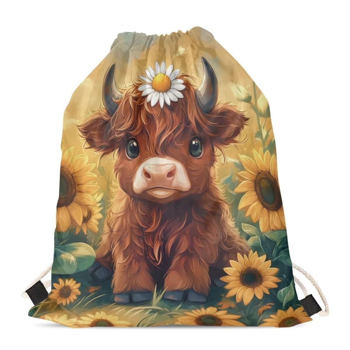 Upetstory Sunflower Giraffe Drawstring Backpack Cinch Sackpack for Women Medium Gym Bag Lightweight Draw String Bag Sports Yoga Rucksack Swim Travel Day Pack