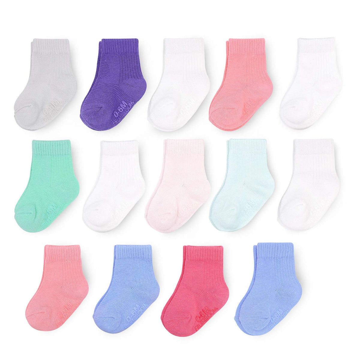 Fruit of the Loom Baby & Toddler Grow & Fit Flex Zones Cotton Stretch Socks - Unisex, Girls, Boys