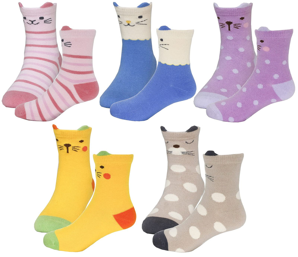 Hzcojulo Kids Toddler Big Little Girls Fashion Cotton Crew Cute Socks -5 Pairs