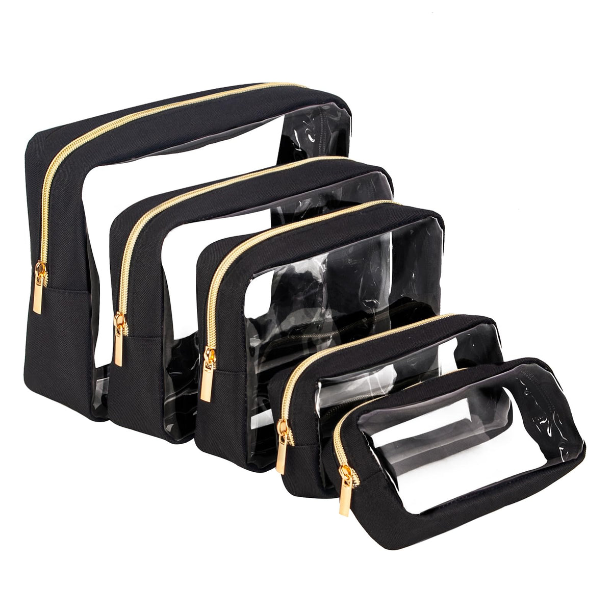 Remobia Hicol TSA Approved 5-Piece Diaper Bag Organizer Pouch Set Clear Waterproof TPU Kids Toiletry Storage Set Travel Packing Clutch Cube Bags for Baby Nursing(Cream leather)