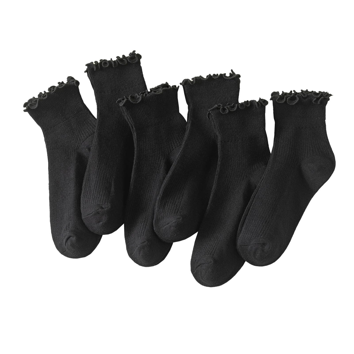 Hstyle 6 Pairs of Ruffle Socks Women, Cute Ruffle Ankle Socks