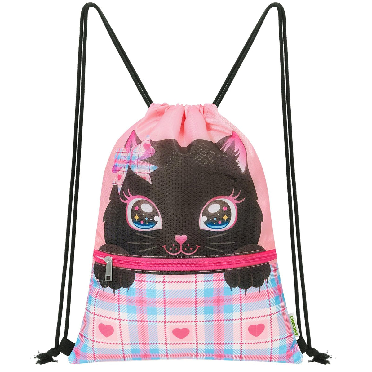 WAWSAM Kids Drawstring Backpack, Gym Swim Bag Cinch Bag for Girls Boys with Zipper Pocket