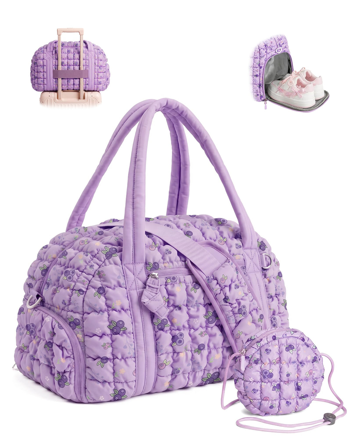 Duffel Bag for Girls Kids Teens Cute Dance Travel Gym Bags, Purple