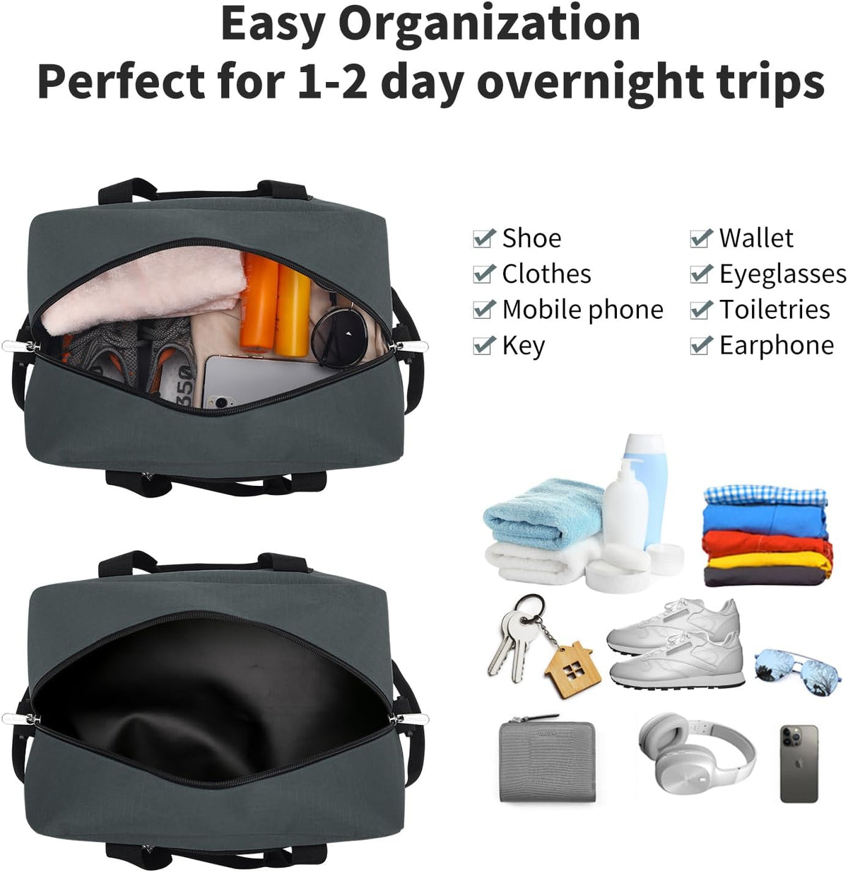 Apenze Small Gym Bag for Men, 14-inch Small Duffle Bag for Overnight Travel
