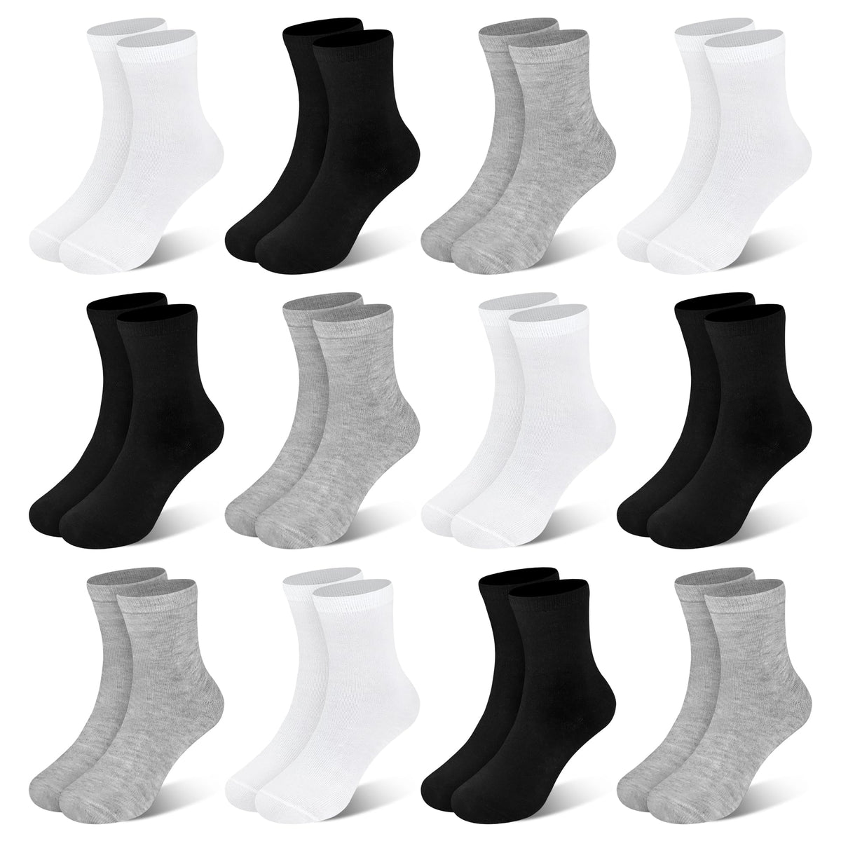 Kids Socks 12 Pairs Crew Socks for Toddler Boys Girls 1-14 Years