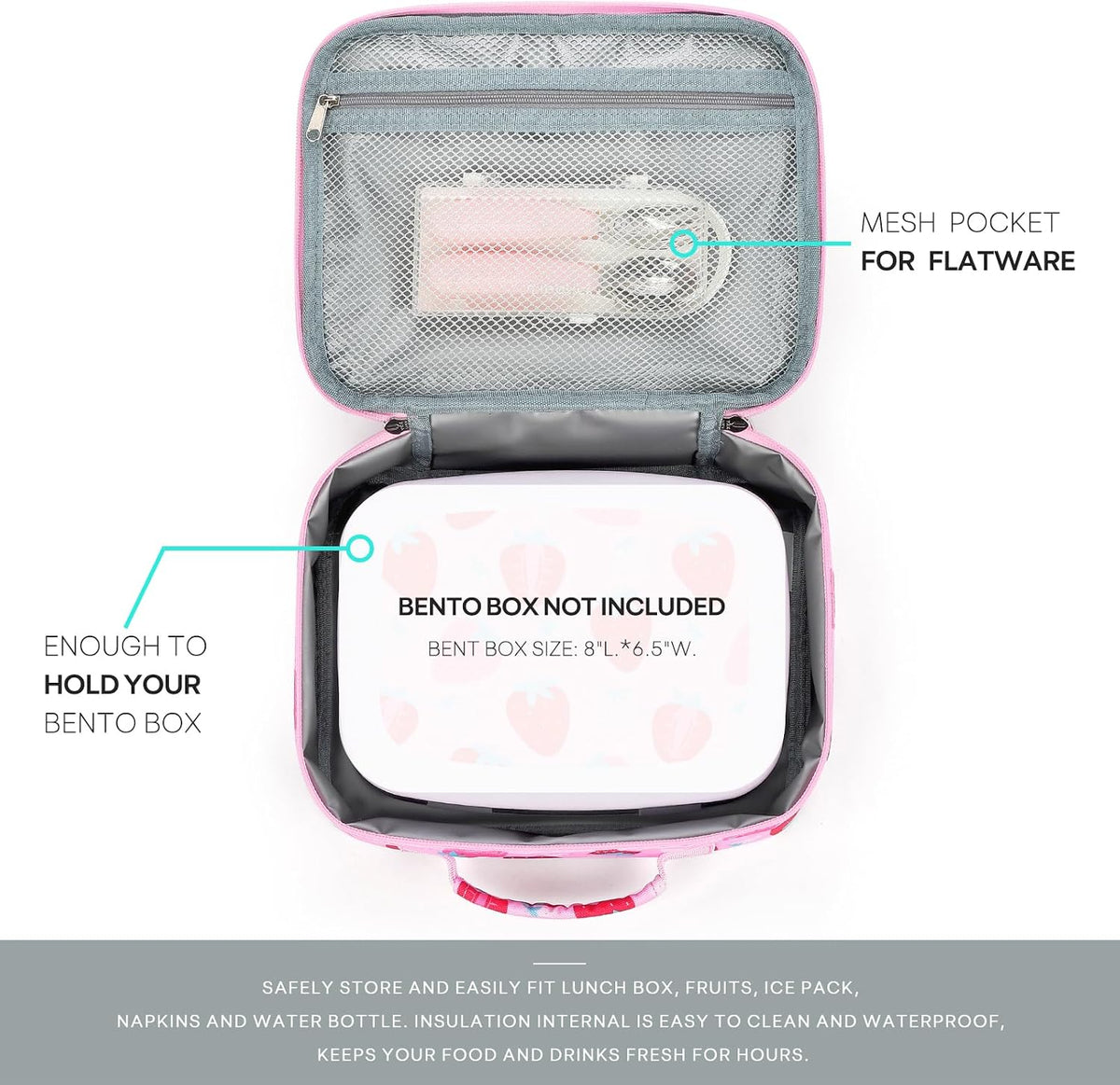 mibasies Kids Lunch Box for Girls, Insulated Lunch Bag School Kindergarten