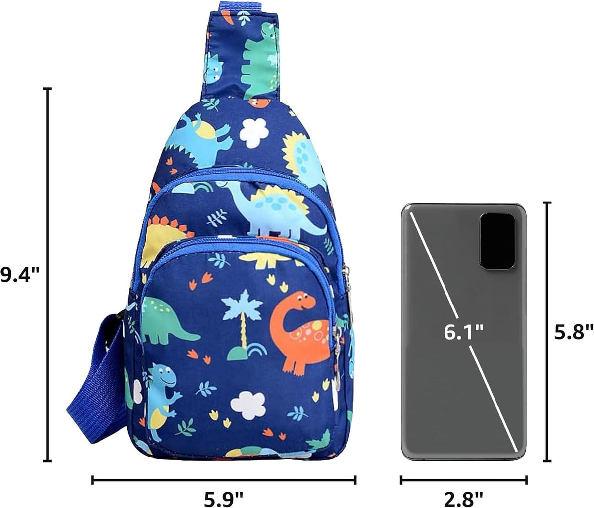 Hiflyer Kids Crossbody Sling Bag, Small Nylon Travel Cartoon Bag (Blue)