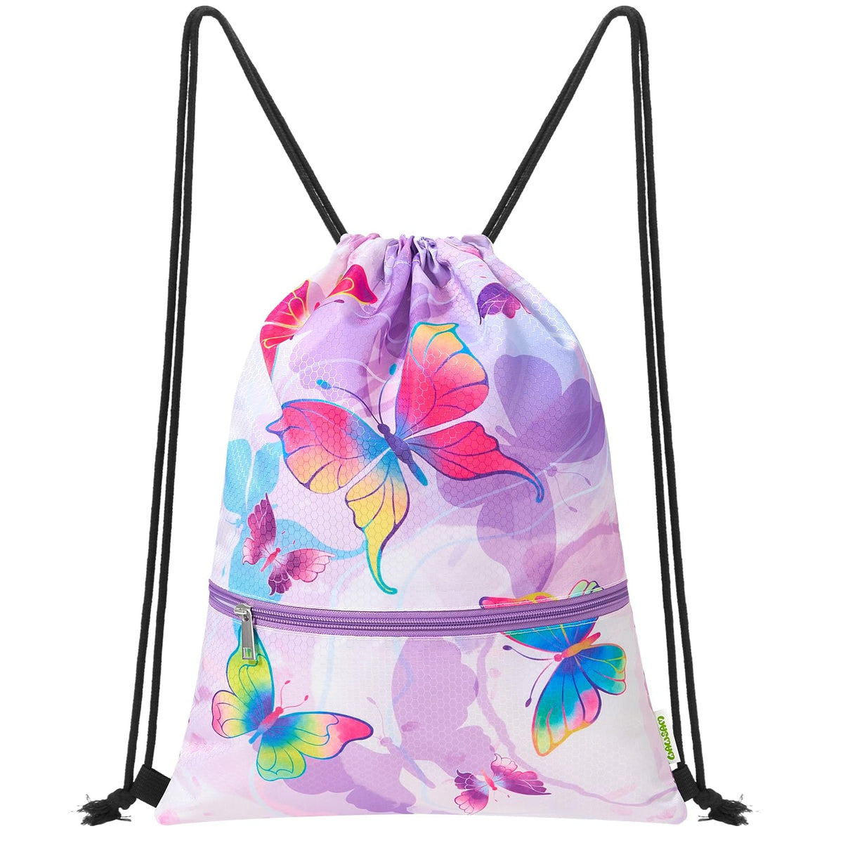 WAWSAM Kids Drawstring Backpack, Gym Swim Bag Cinch Bag for Girls Boys with Zipper Pocket