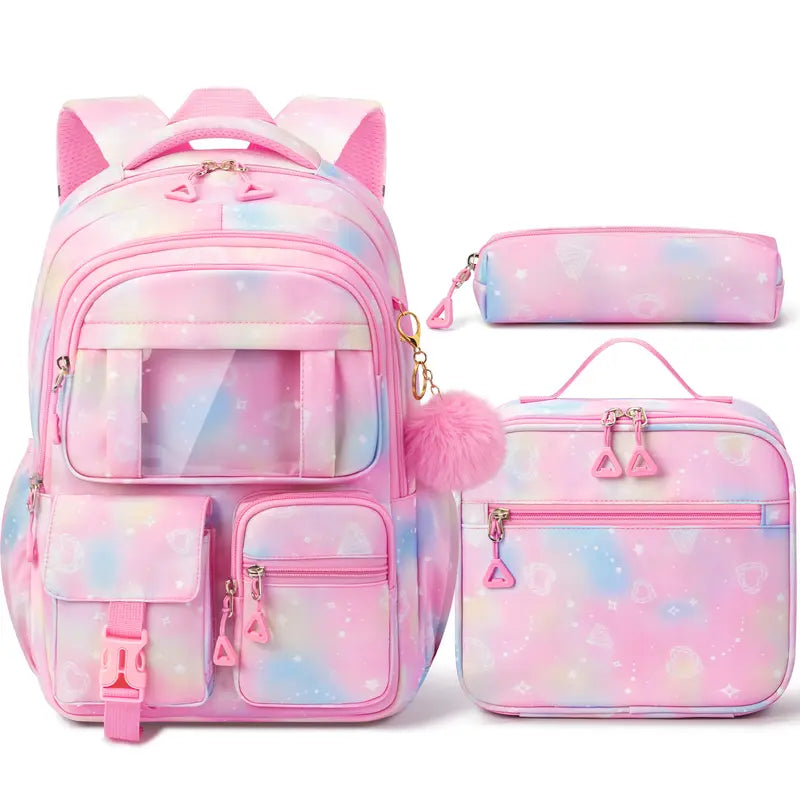 Fimibuke 3PCS Waterproof Backpack for School,Oxford Cloth Bookbag Set with Lunch Box & Pencil Case,school bag for Elementary Middle High School,Back to School Gift,Birthday's Gift