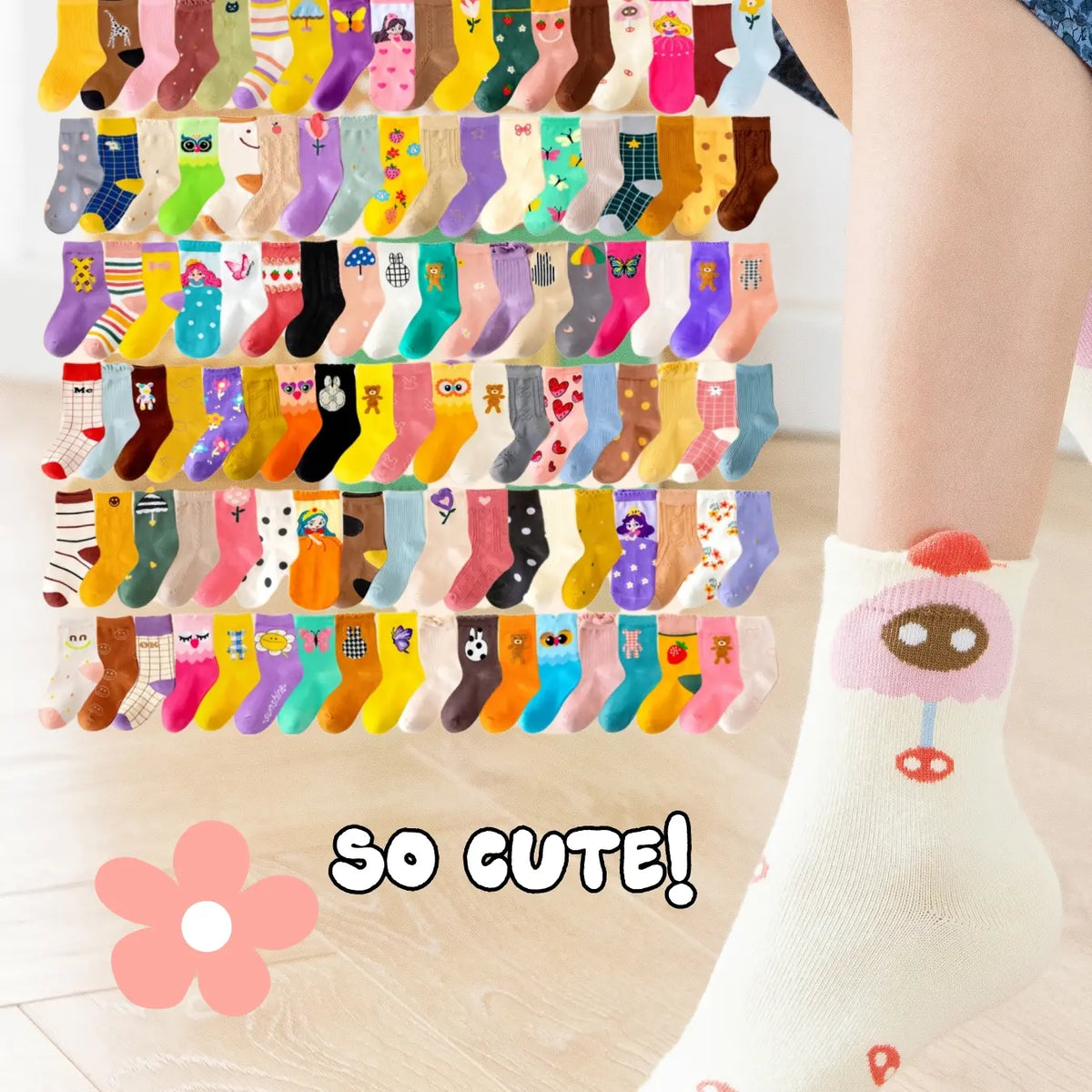 Random 15 Pairs Sock Set Girls Princess Casual Daily Knitted Socks, Soft Comfy Socks, Cute Cartoon Design, Soft Sweat-Absorbing Fabric, All-Season Wearable, Perfect Gift Idea