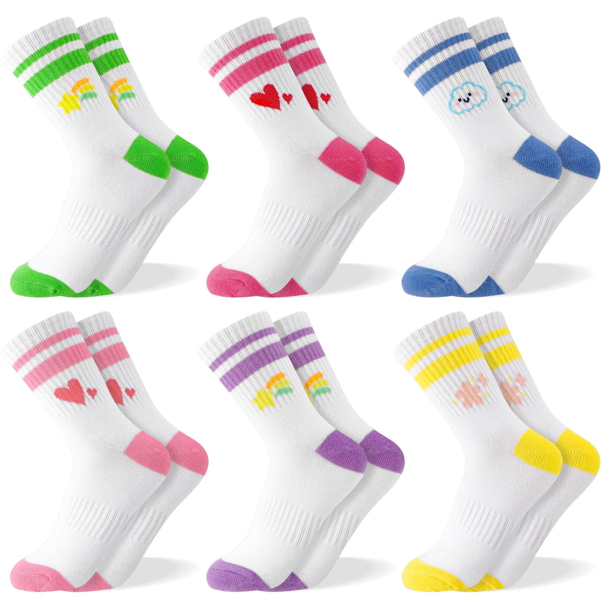 Kids Athletic Crew Socks for Girls Boys with Funny Prints