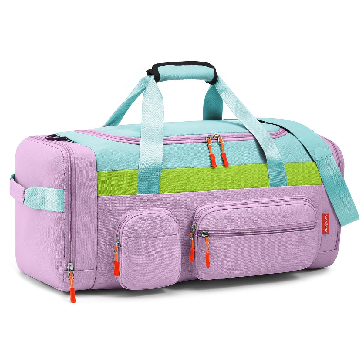 WOOMADA Kids Duffle Bag for Boys or Girls,Weekender Overnight Bag with Shoe Compartment & Wet Pocket Perfect For School, Sports, Overnight Trips(Teal Blue)