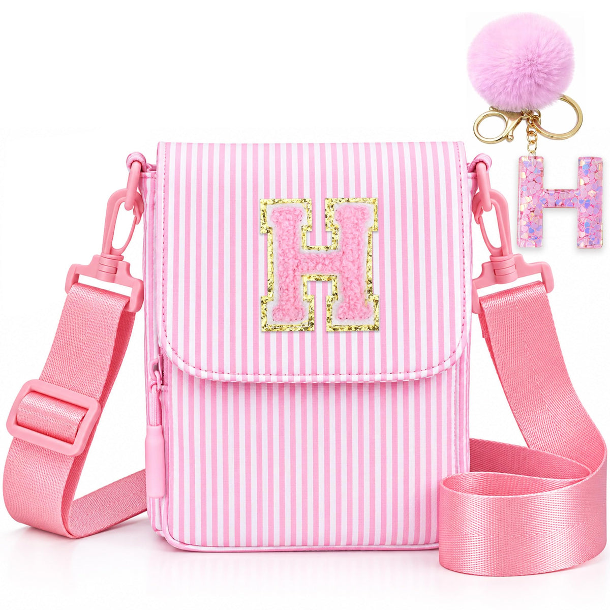 Crossbody Purse for Teen Girls Gifts - Girls Cell Phone Crossbody for Initial Kids Purse with Card Slots Personalized Pink R