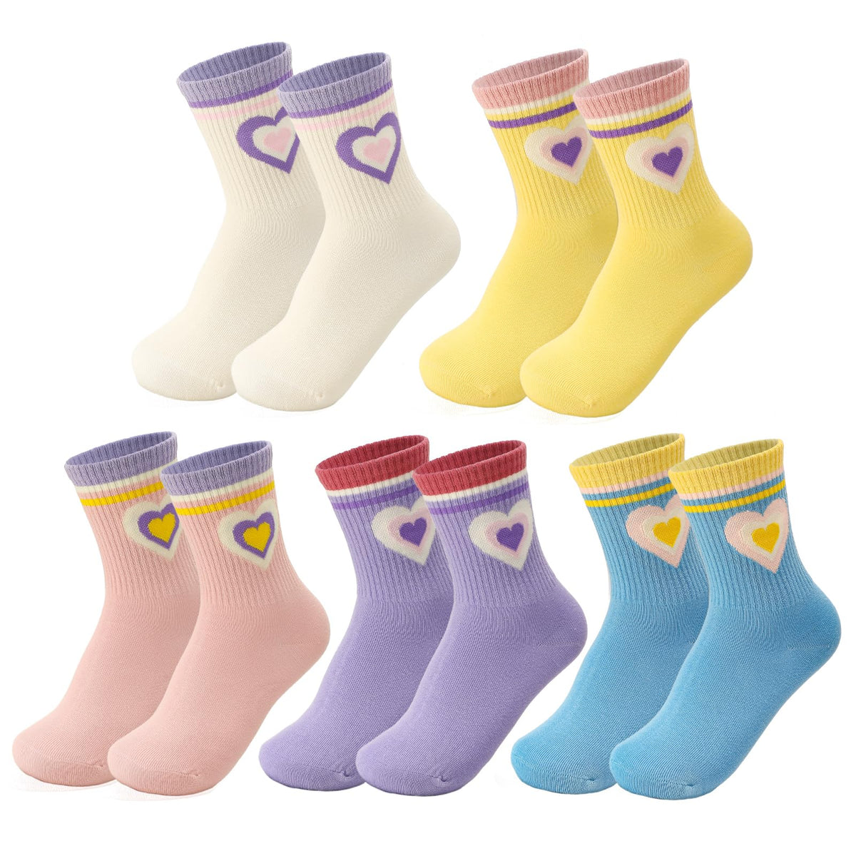 Girls Kids Crew Athletic Socks Cotton Breathable