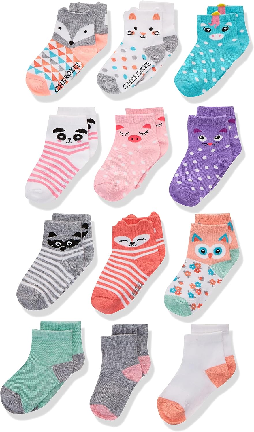 Cherokee Baby Girls' 12 Pack Shorty Ankle Socks