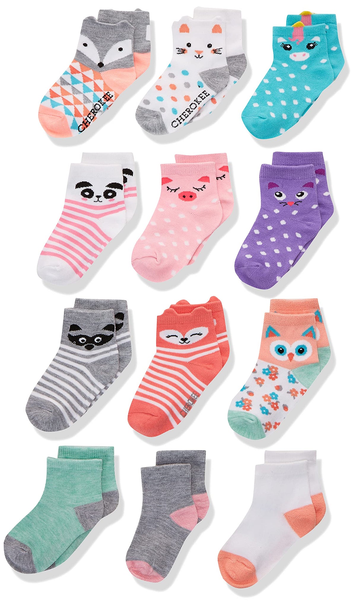 Cherokee Baby Girls' 12 Pack Shorty Ankle Socks