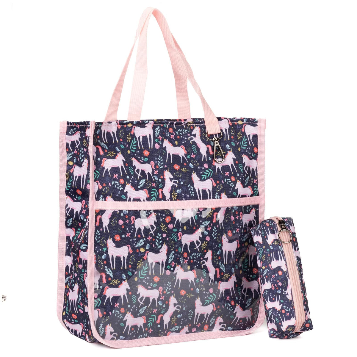 Kids Cute Tote Bags for Boys Girls Ages 4-16,Handbags with Pencil Case, Book Tote Bags with Zipper for School and Playtime (green)
