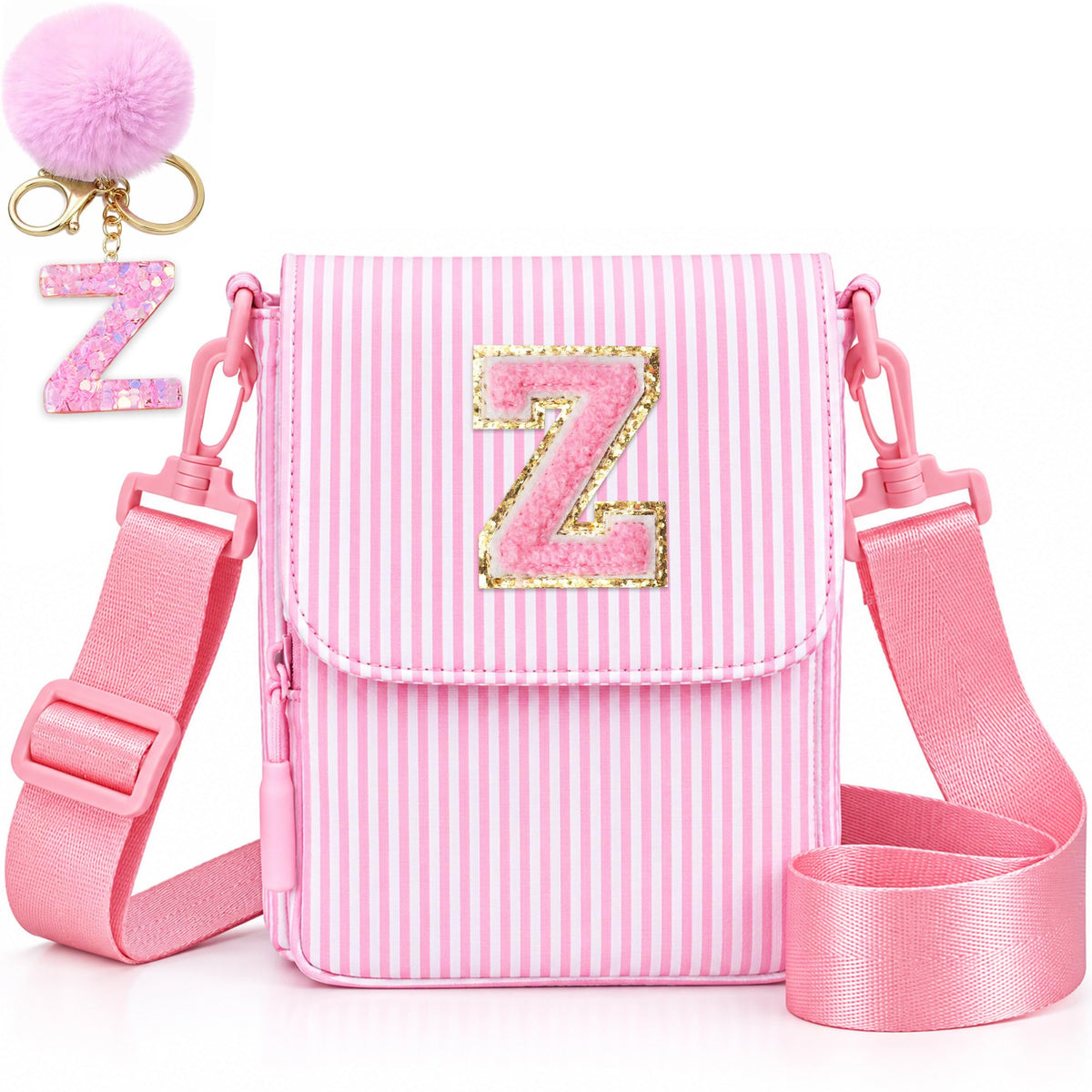 Crossbody Purse for Teen Girls Gifts - Girls Cell Phone Crossbody for Initial Kids Purse with Card Slots Personalized Pink R