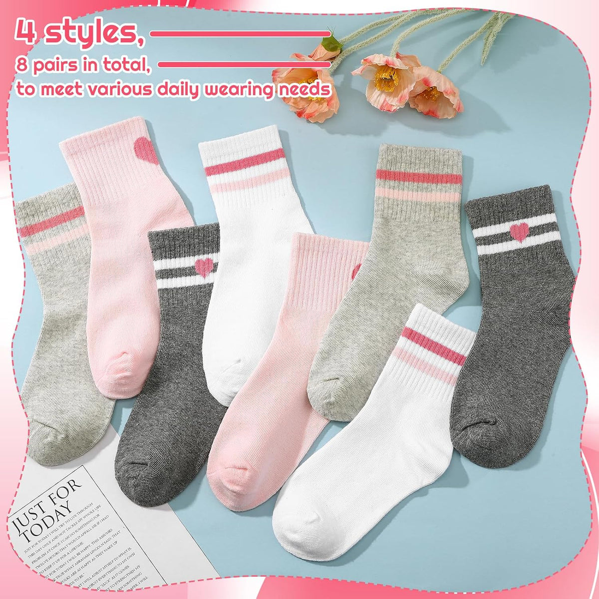 Jspupifip Girls Crew Athletic Socks