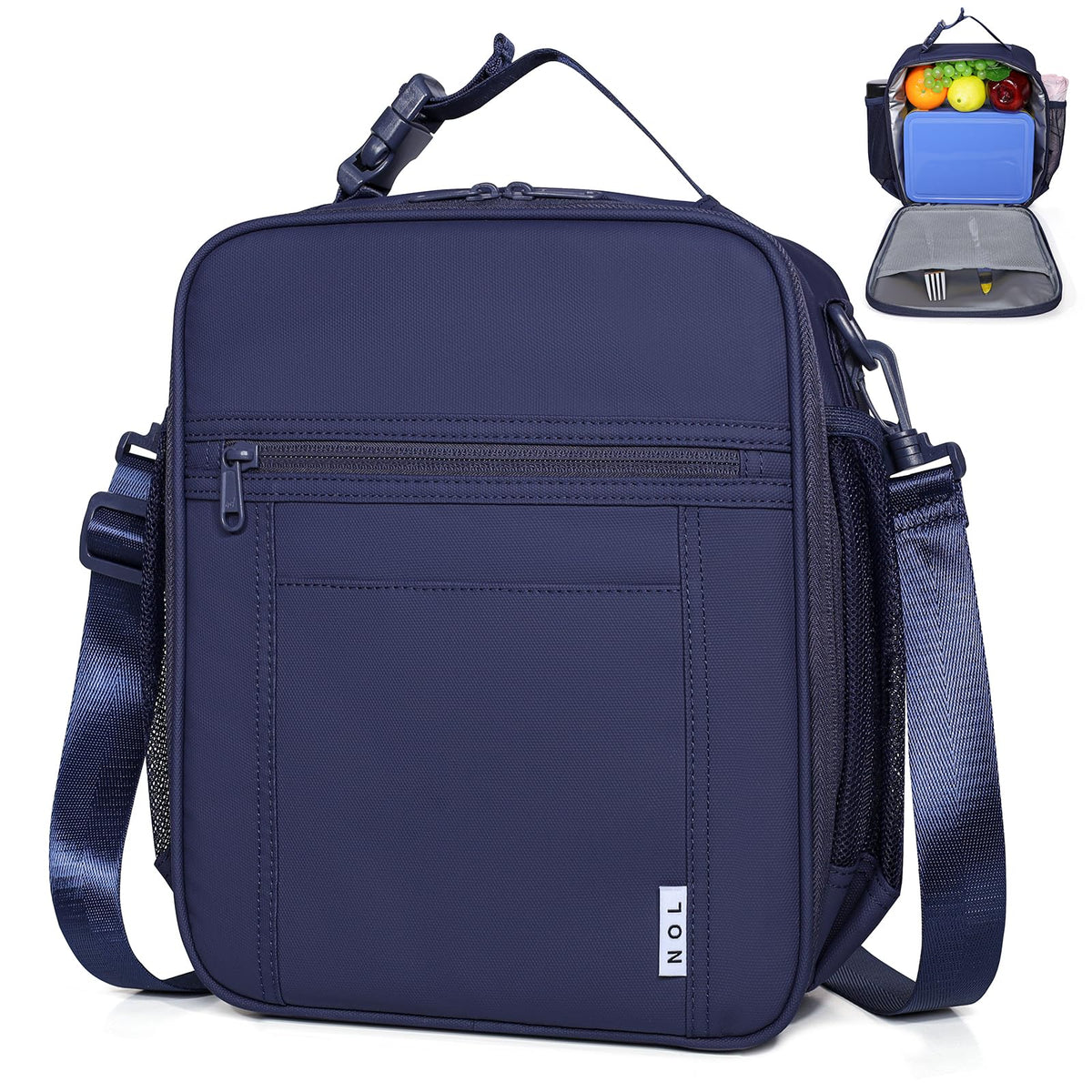 NOL Lunch Bag for Children Adult Insulated Lunch box Waterproof Cooler Reusable Zip Closure with Buckle Handle Holds for Snacks & Water Bottle School Work, Light blue