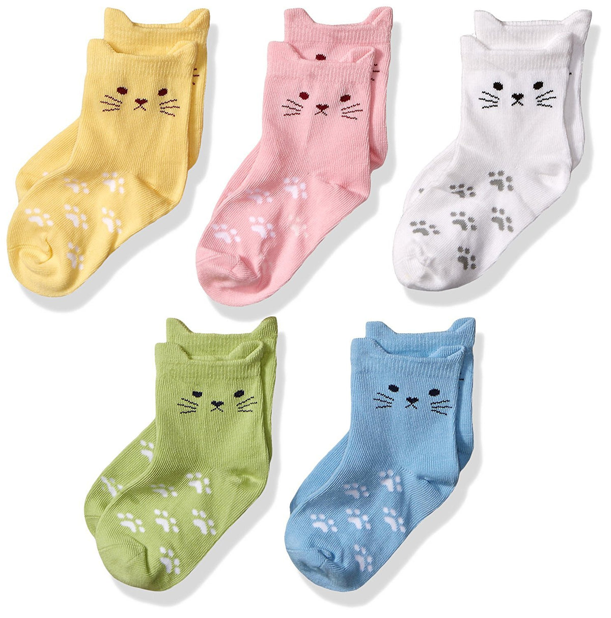 Maiwa Cotton Novelty Cats Seamless Girls Kids Socks 5 Pack